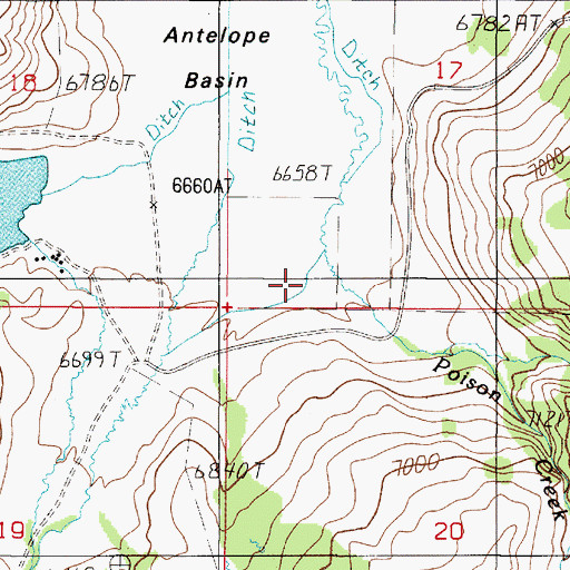 Topographic Map of Poison Creek, MT