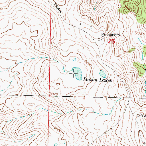 Topographic Map of Poison Lakes, MT