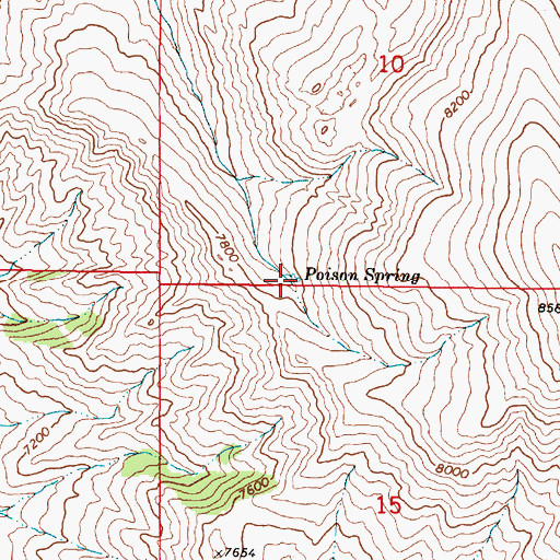 Topographic Map of Poison Spring, MT