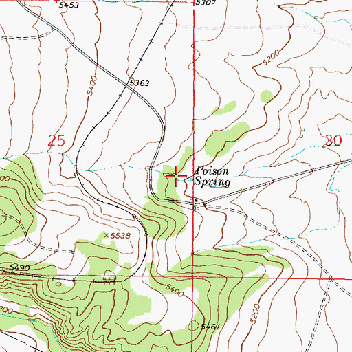Topographic Map of Poison Spring, MT