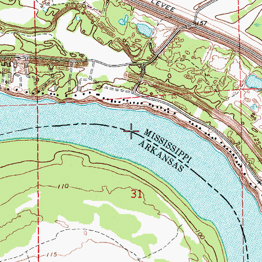 Topographic Map of Bachelor Bend, AR