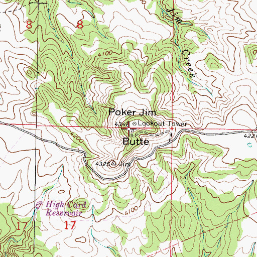 Topographic Map of Poker Jim Butte, MT