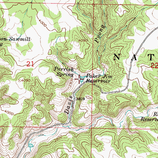 Topographic Map of Poker Jim Reservoir, MT