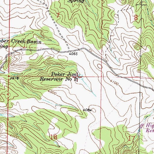 Topographic Map of Poker Jim Reservoir Number Two, MT