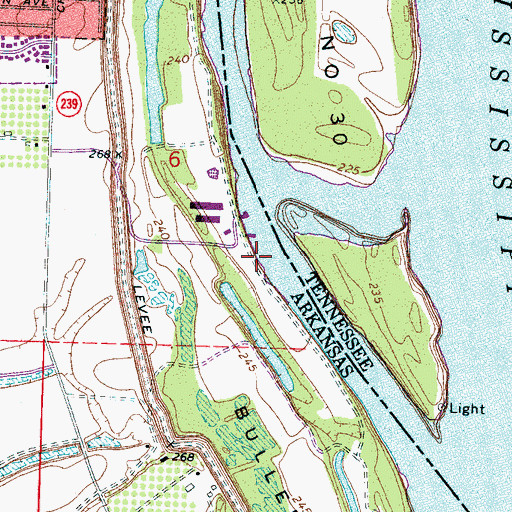 Topographic Map of Upper Bullerton Revetment, AR
