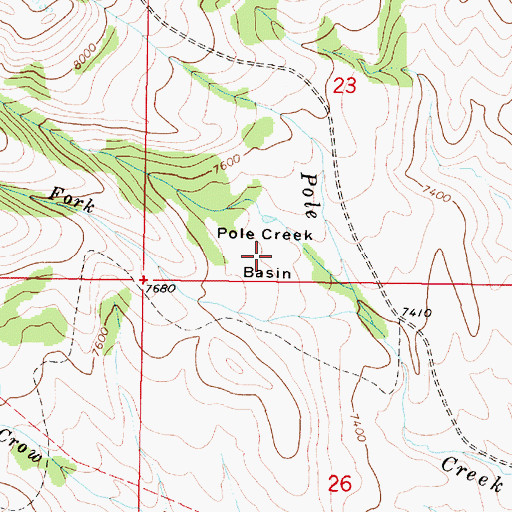 Topographic Map of Pole Creek Basin, MT