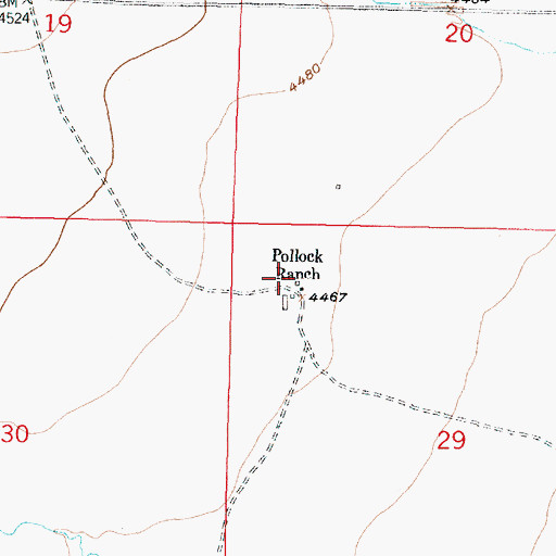 Topographic Map of Pollock Ranch, MT