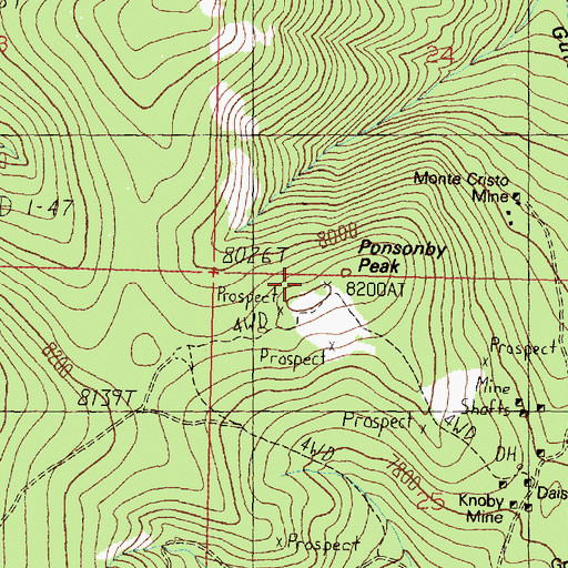 Topographic Map of Ponsonby Peak, MT