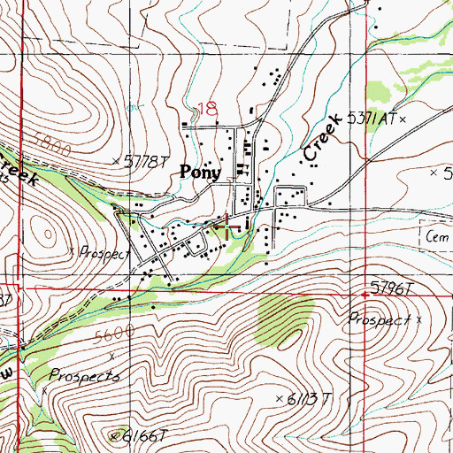 Topographic Map of Pony Creek, MT