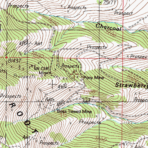Topographic Map of Pony Mine, MT