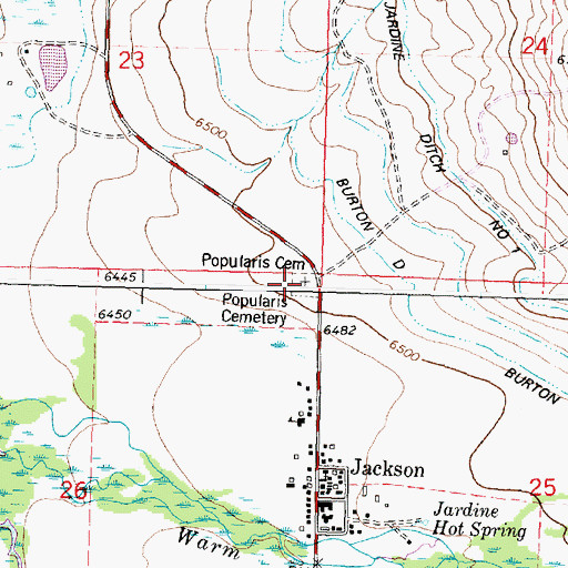 Topographic Map of Popularis Cemetery, MT