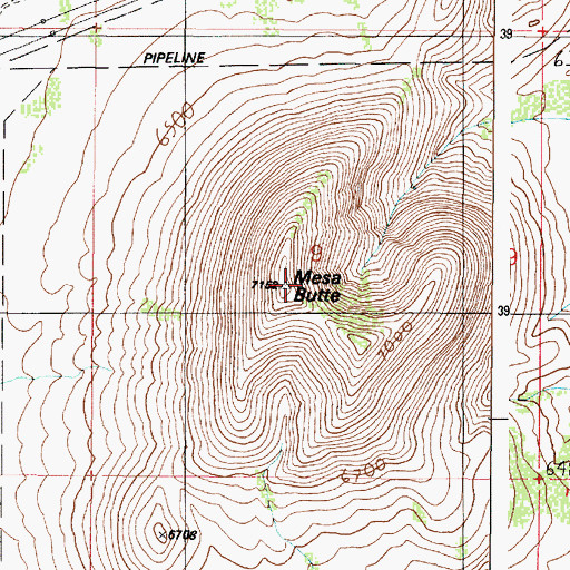 Topographic Map of Mesa Butte, AZ
