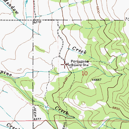 Topographic Map of Porcupine Guard Station, MT