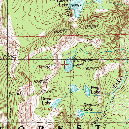Topographic Map of Porcupine Lake, MT