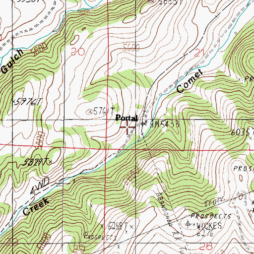 Topographic Map of Portal, MT