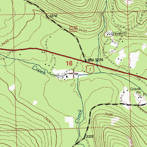 Topographic Map of Porter Creek, MT