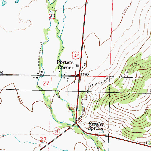 Topographic Map of Porters Corner, MT