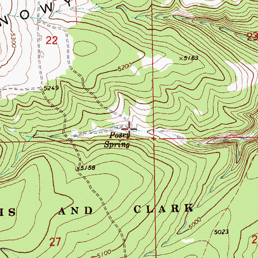 Topographic Map of Posey Spring, MT
