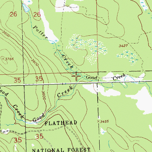 Topographic Map of Potter Creek, MT