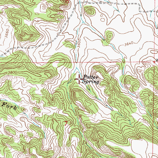 Topographic Map of Potter Spring, MT