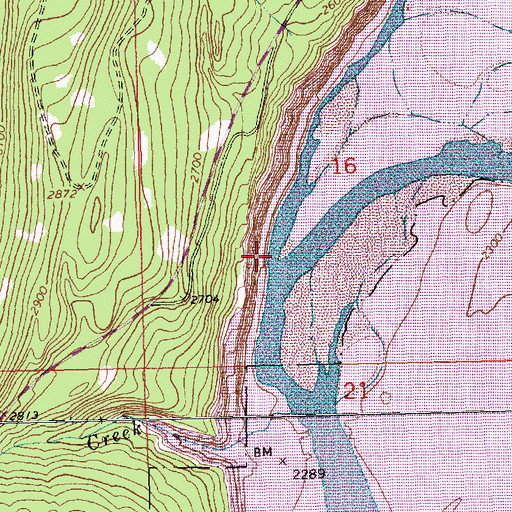 Topographic Map of Poverty Creek, MT