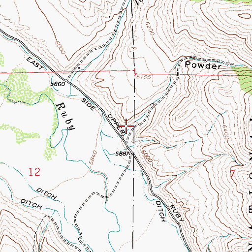 Topographic Map of Powder Gulch, MT