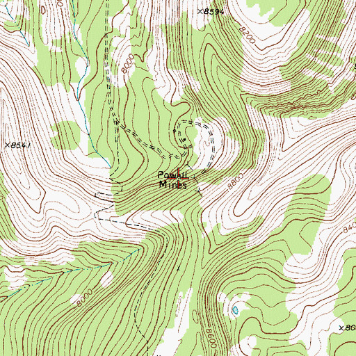 Topographic Map of Powell Mines, MT