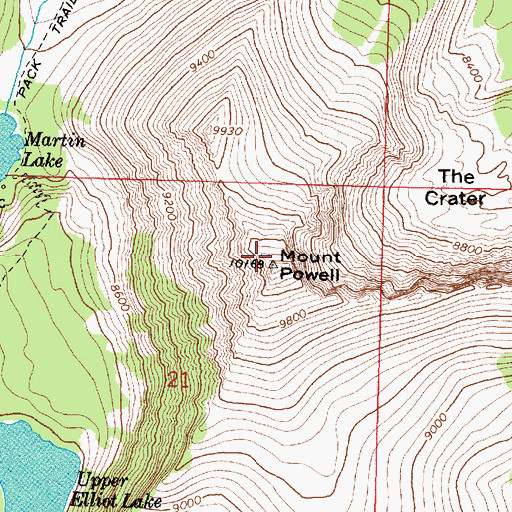 Topographic Map of Mount Powell, MT