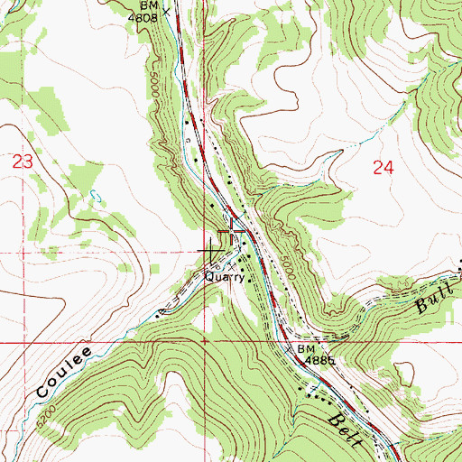 Topographic Map of Power Coulee, MT