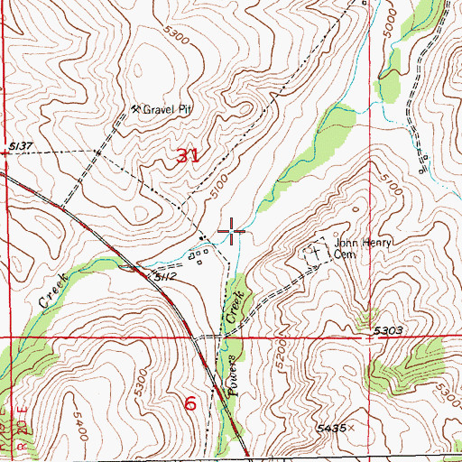 Topographic Map of Powers Creek, MT