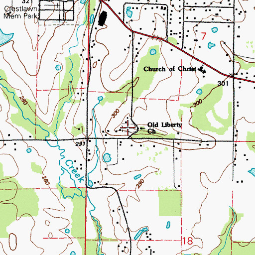 Topographic Map of Liberty Cemetery, AR