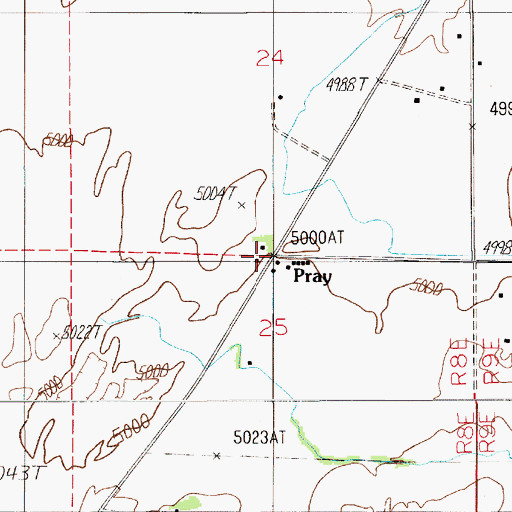 Topographic Map of Pray, MT