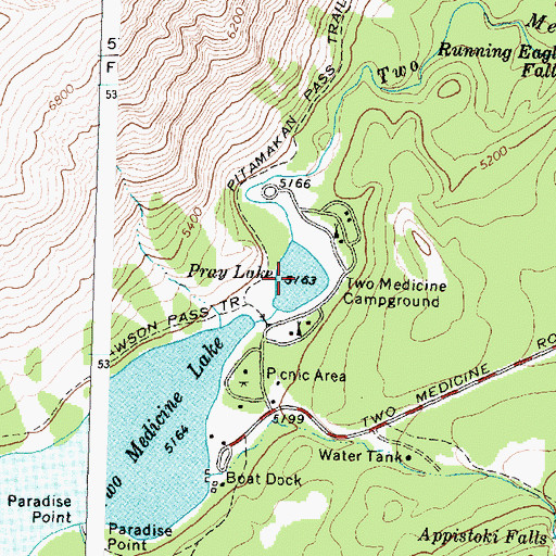 Topographic Map of Pray Lake, MT