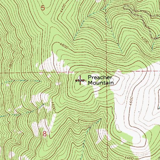 Topographic Map of Preacher Mountain, MT