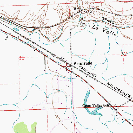 Topographic Map of Primrose, MT