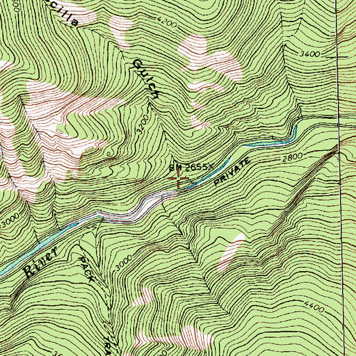 Topographic Map of Priscilla Gulch, MT