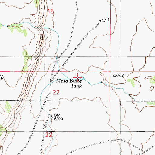 Topographic Map of Mesa Butte Tank, AZ