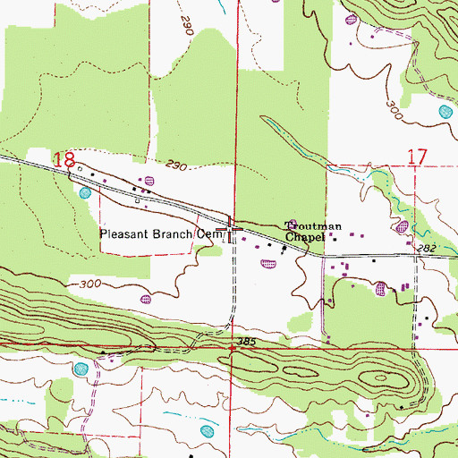 Topographic Map of Pleasant Branch Church (historical), AR
