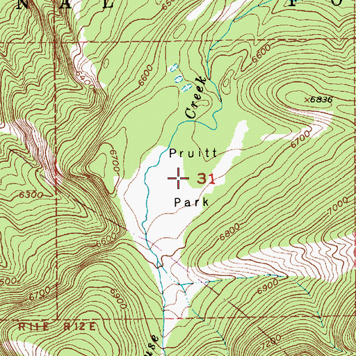 Topographic Map of Pruitt Park, MT