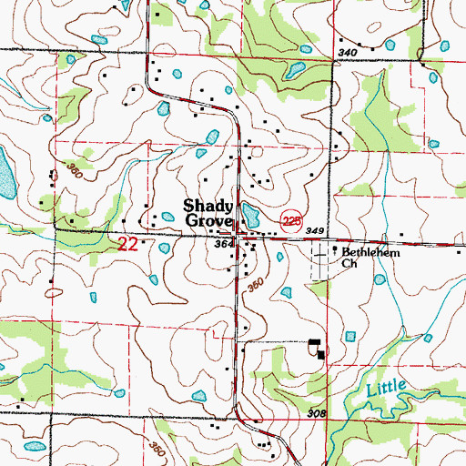 Topographic Map of Shady Grove, AR