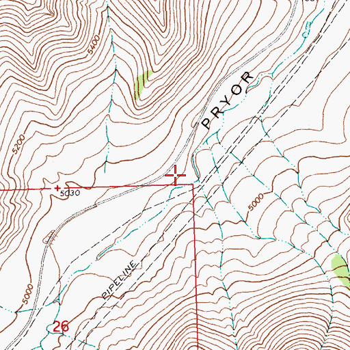 Topographic Map of Pryor Gap, MT