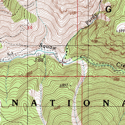 Topographic Map of Purdy Creek, MT