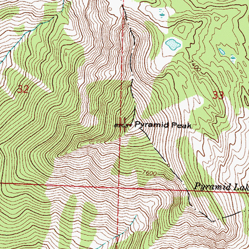 Topographic Map of Pyramid Peak, MT
