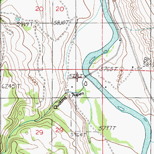 Topographic Map of Quaking Aspen Creek, MT