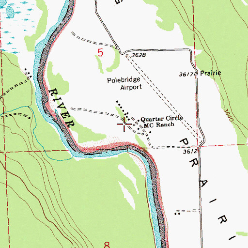 Topographic Map of Quarter Circle MC Ranch, MT