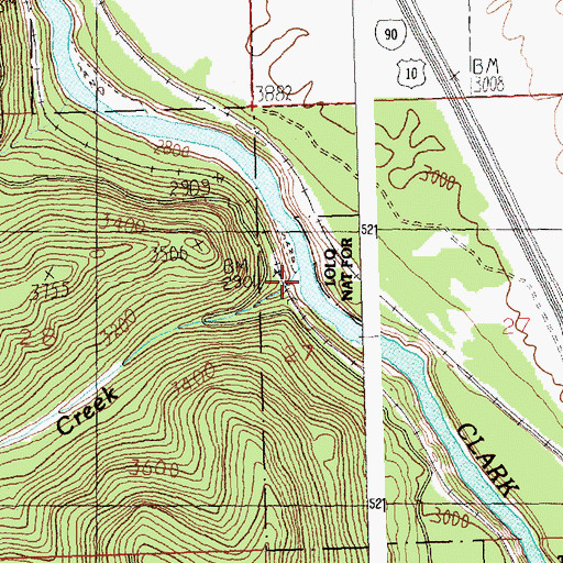 Topographic Map of Quartz Creek, MT