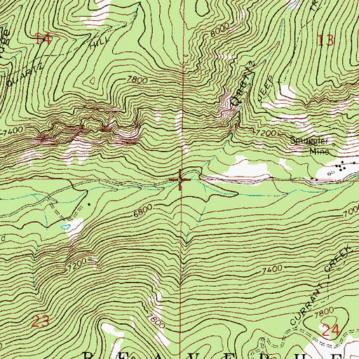 Topographic Map of Quartz Creek, MT