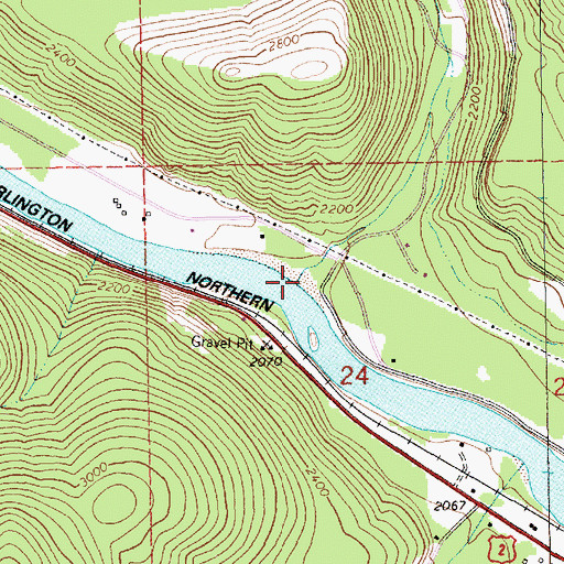 Topographic Map of Quartz Creek, MT