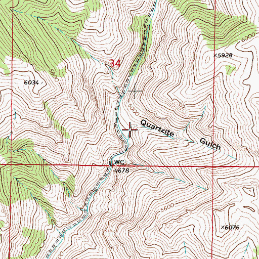 Topographic Map of Quartz Gulch, MT