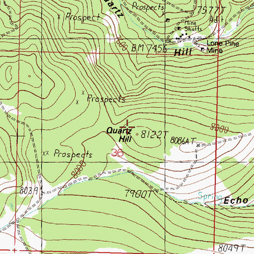 Topographic Map of Quartz Hill, MT